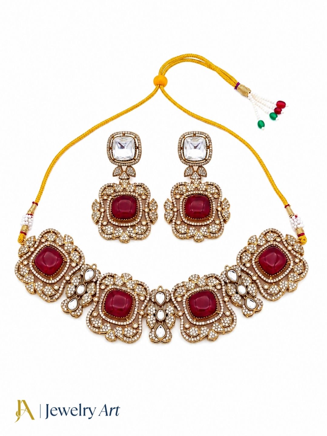 Amazing Antique Gold Plated Cute Designer Party Wear Choker Necklace-Earring Set for women