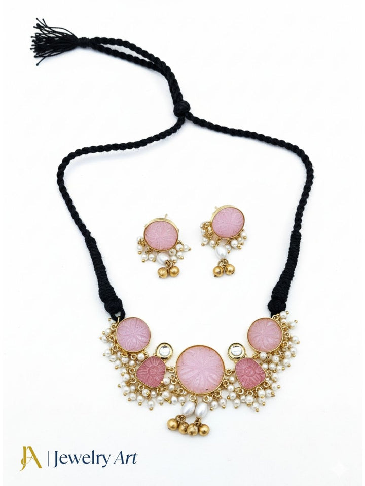 Festive antique gold plated choker necklace with elegant pearl accents
