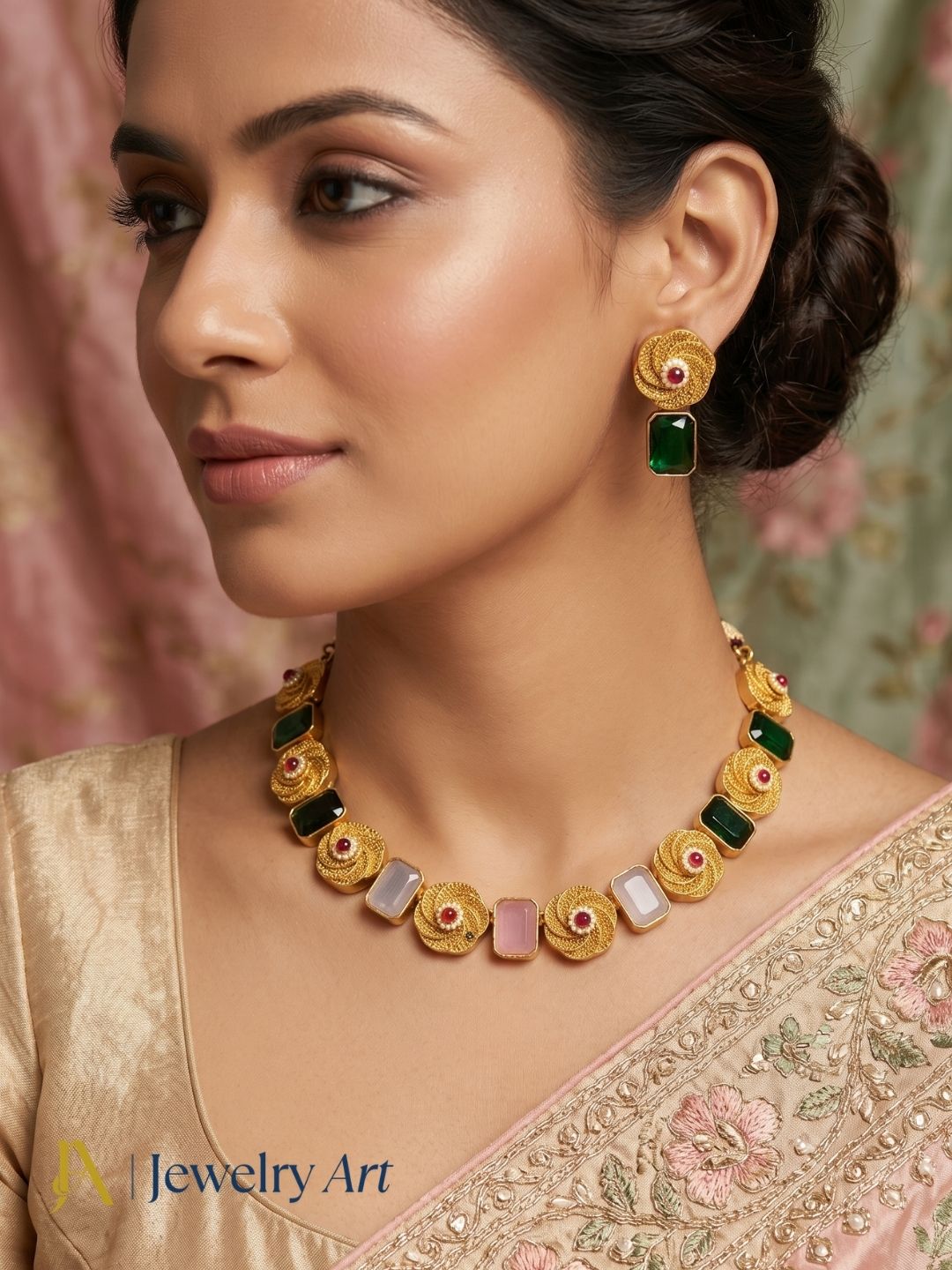 Fashion-forward Monalisa stone necklace set for women
