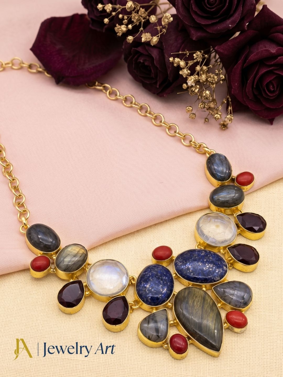 Attractive semi precious stone necklace for women contemporary fashion jewelry
