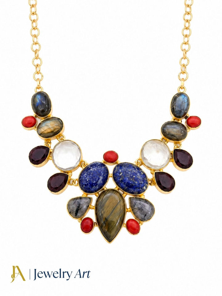 Attractive semi precious stone necklace for women contemporary fashion jewelry
