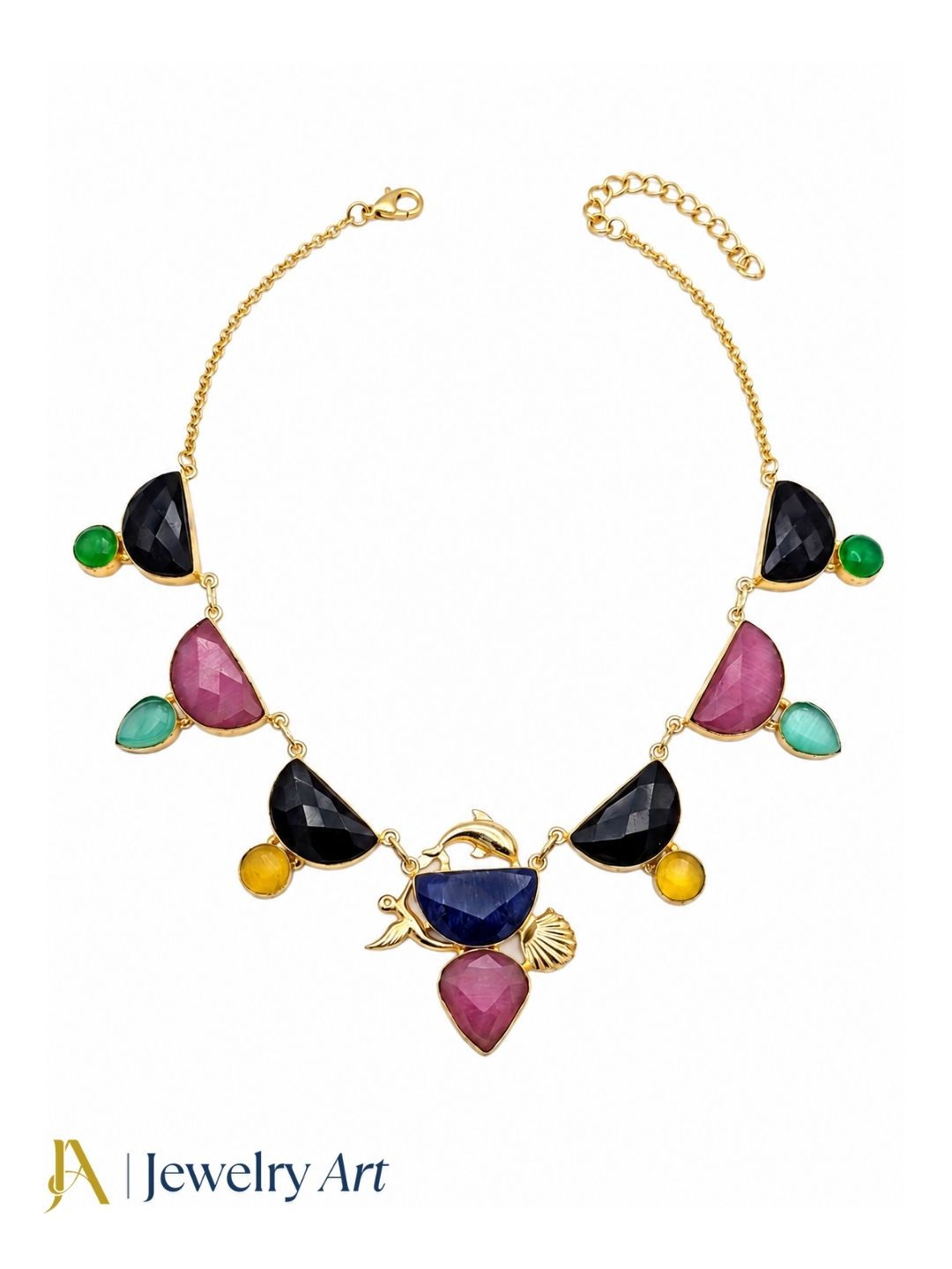 Exclusive lightweight statement necklace with elegant multicolor stone detailing
