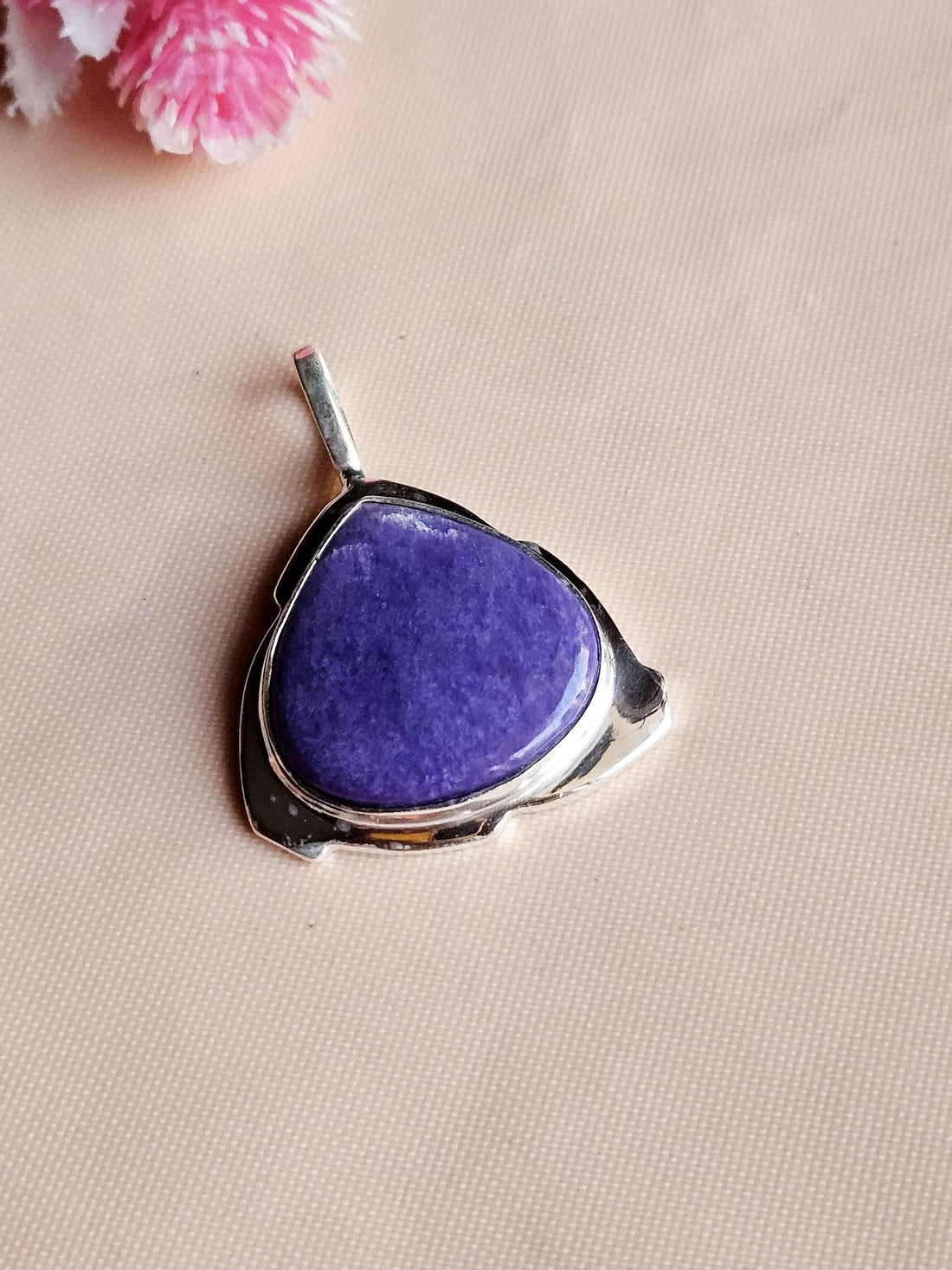 Stylish Charoite Gemstone Pendant for Men – Silver Plated GS Handmade Designer Pendant
