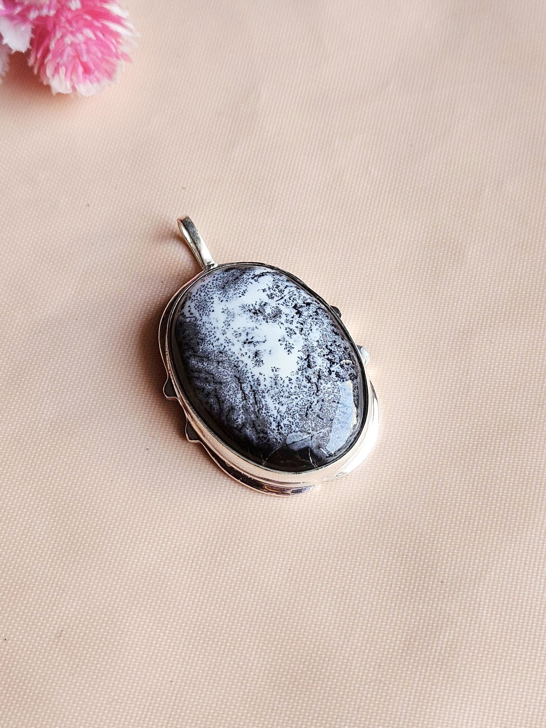 Stylish Dendrite Agate Gemstone Pendant for Men – Silver Plated GS Handmade Designer Pendant