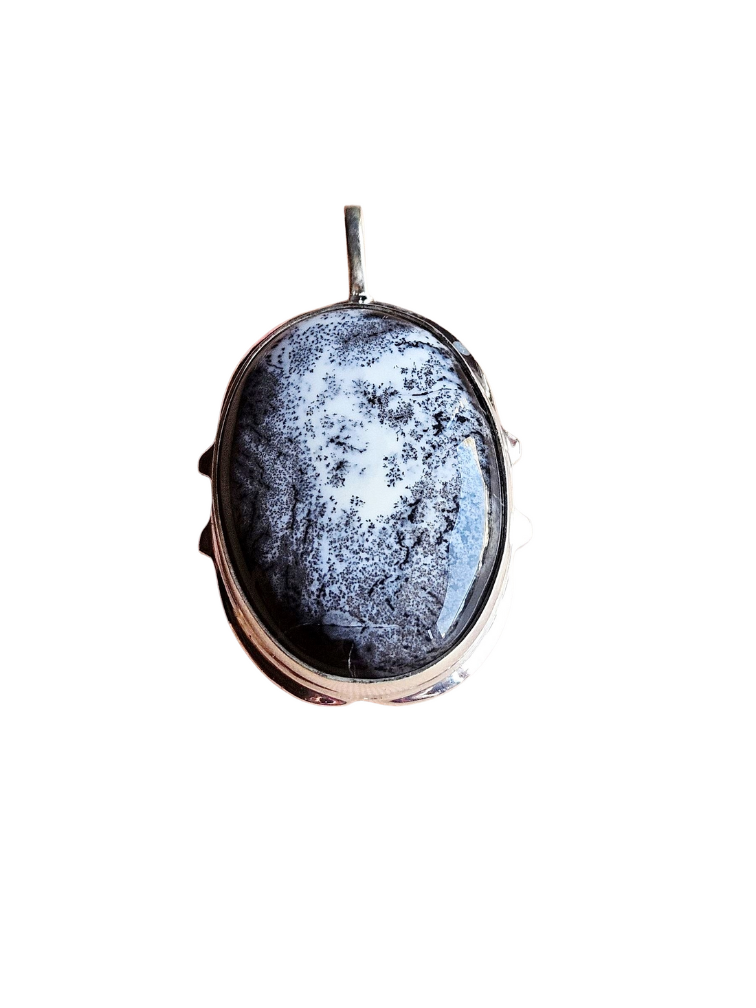 Stylish Dendrite Agate Gemstone Pendant for Men – Silver Plated GS Handmade Designer Pendant