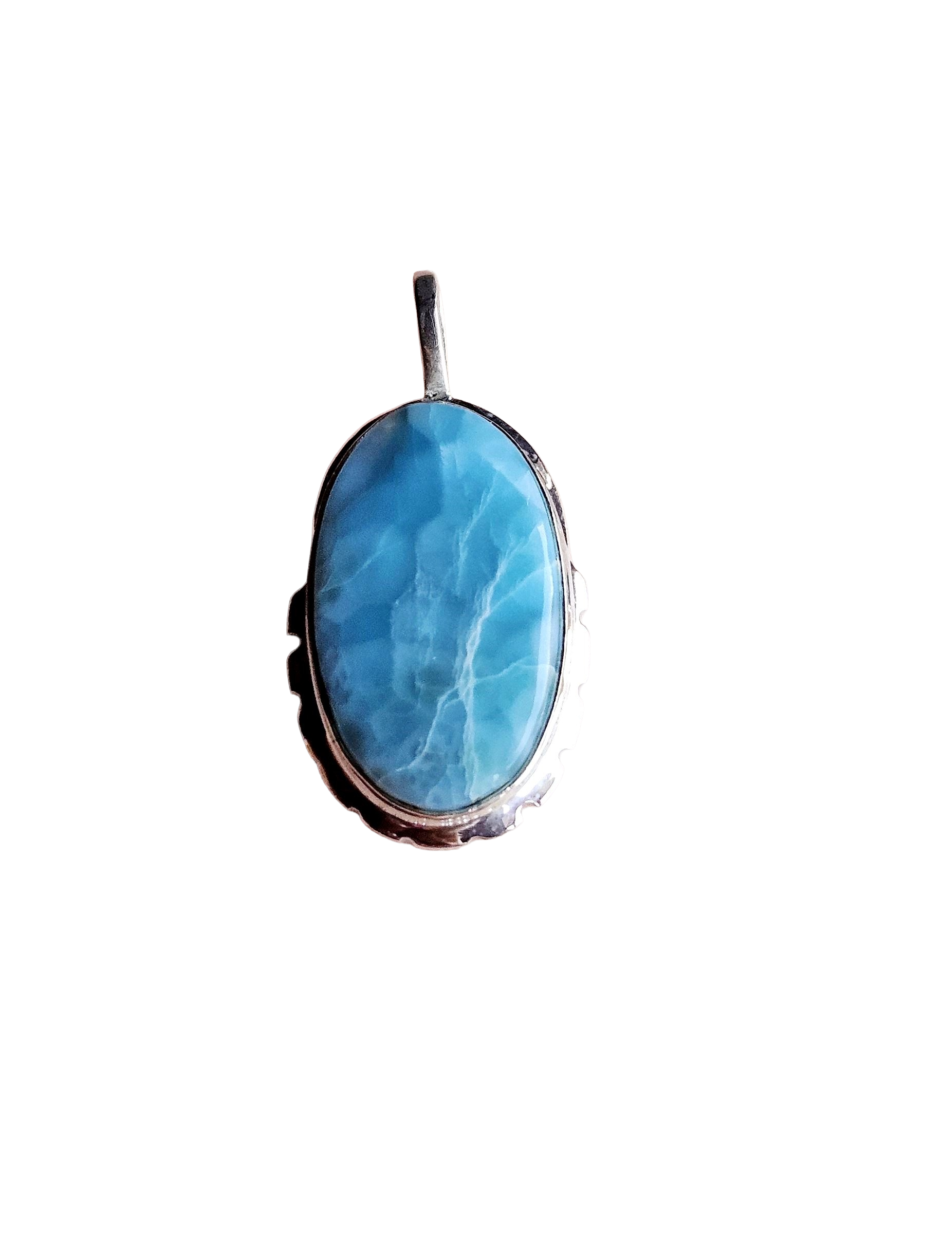 Natural Larimar Gemstone Pendant for Men – Silver Plated GS Handmade Designer Pendant