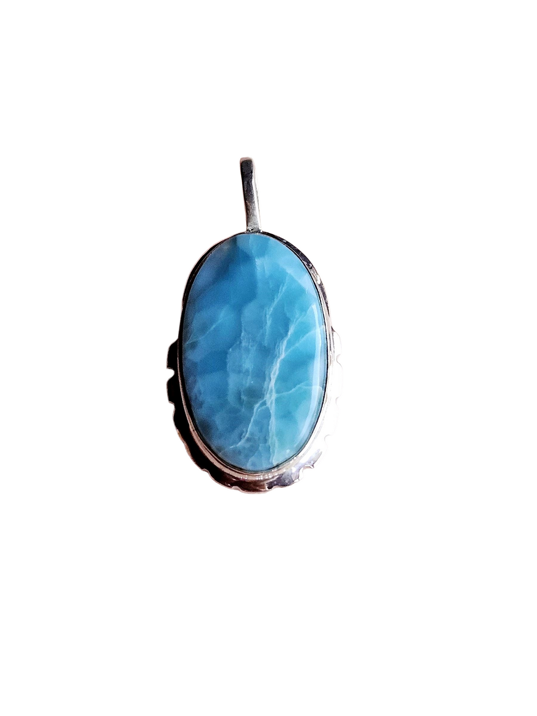 Natural Larimar Gemstone Pendant for Men – Silver Plated GS Handmade Designer Pendant