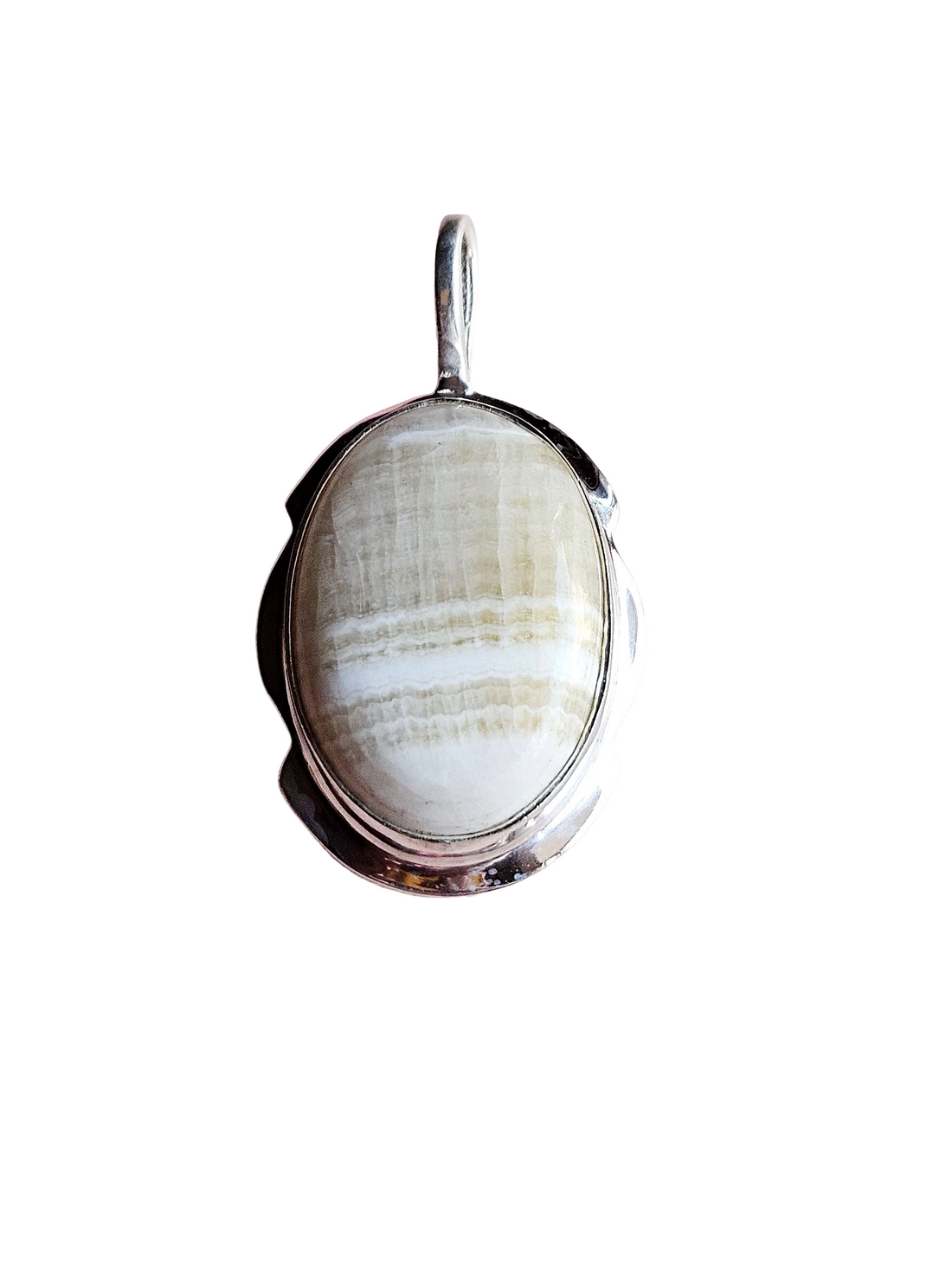 Natural White Line Jasper Gemstone Pendant for Men – Silver Plated GS Handmade Designer Pendant