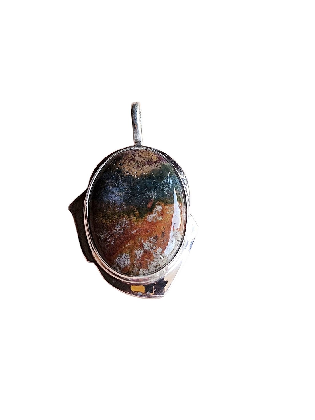 Stylish Picture Jasper Gemstone Pendant for Men – Silver Plated GS Handmade Designer Pendant