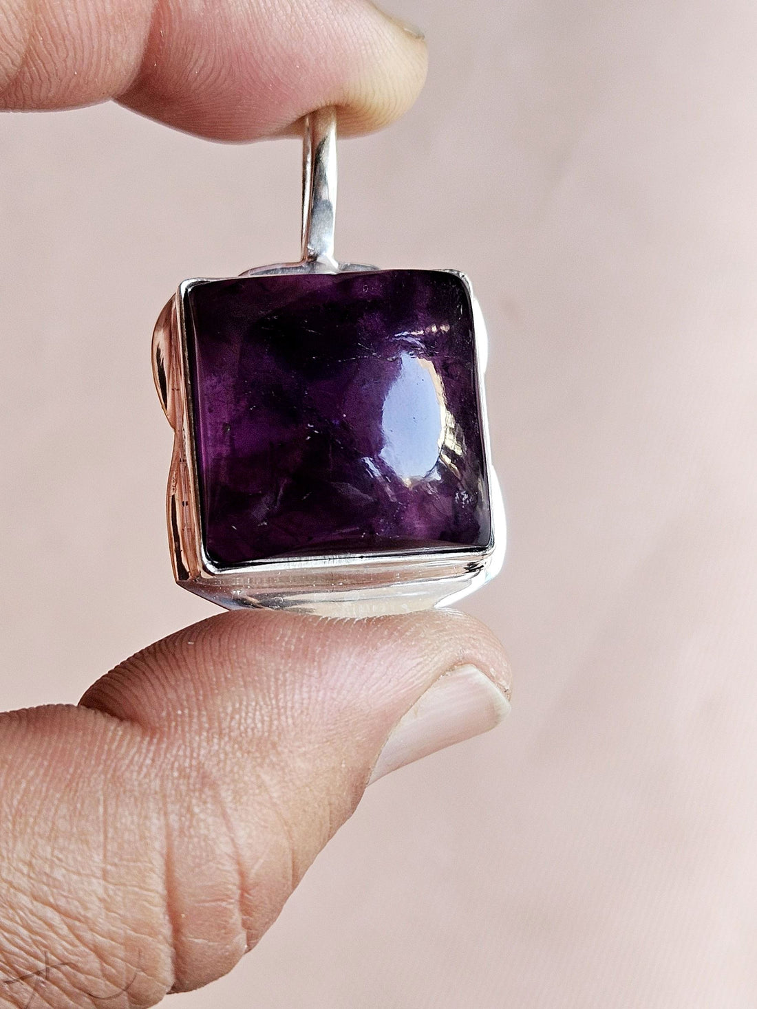 Stylish Amethyst Gemstone Pendant for Men – Silver Plated GS Handmade Designer Pendant