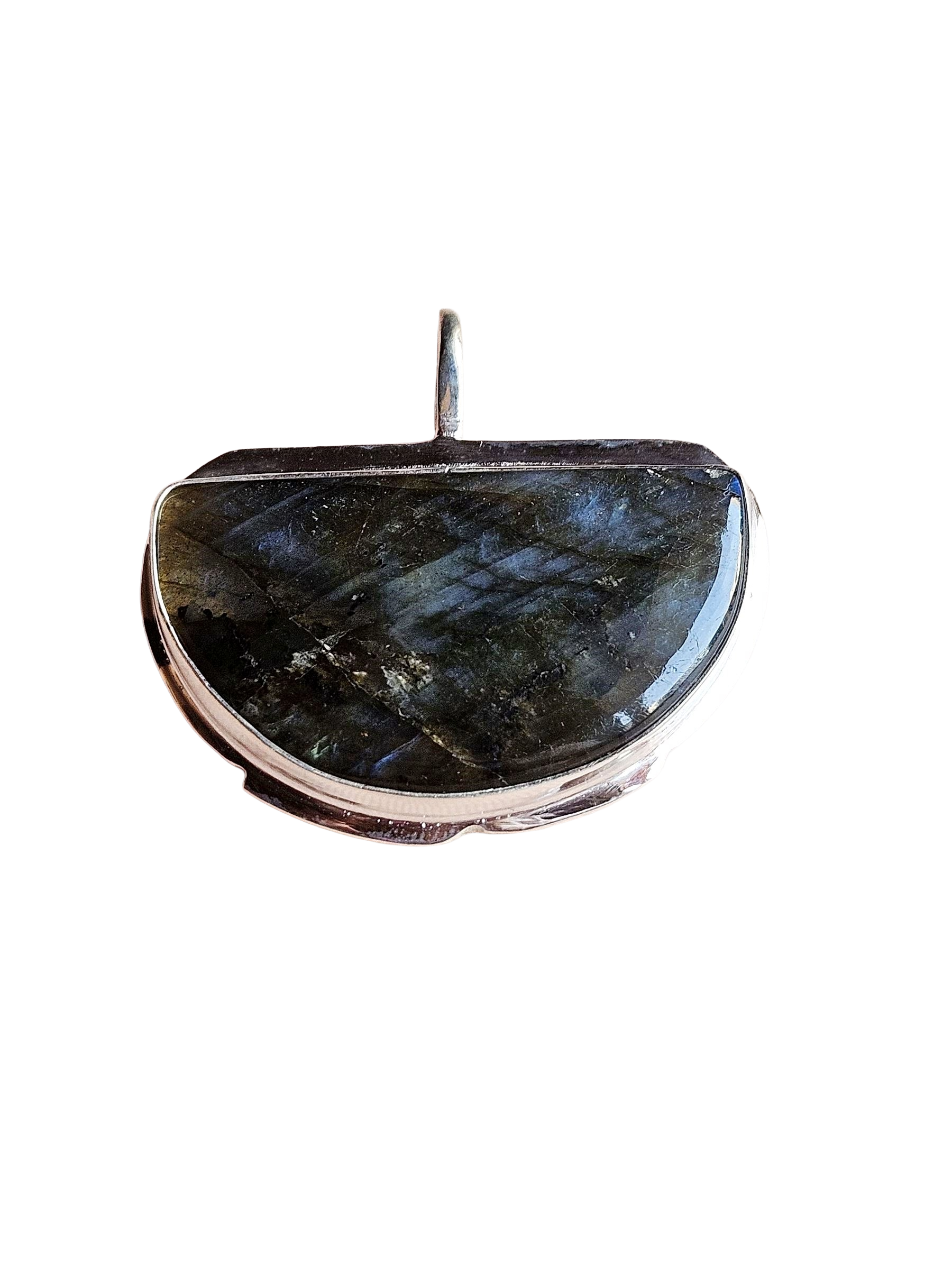 Natural Labradorite Gemstone Pendant for Men – Silver Plated GS Handmade Designer Pendant