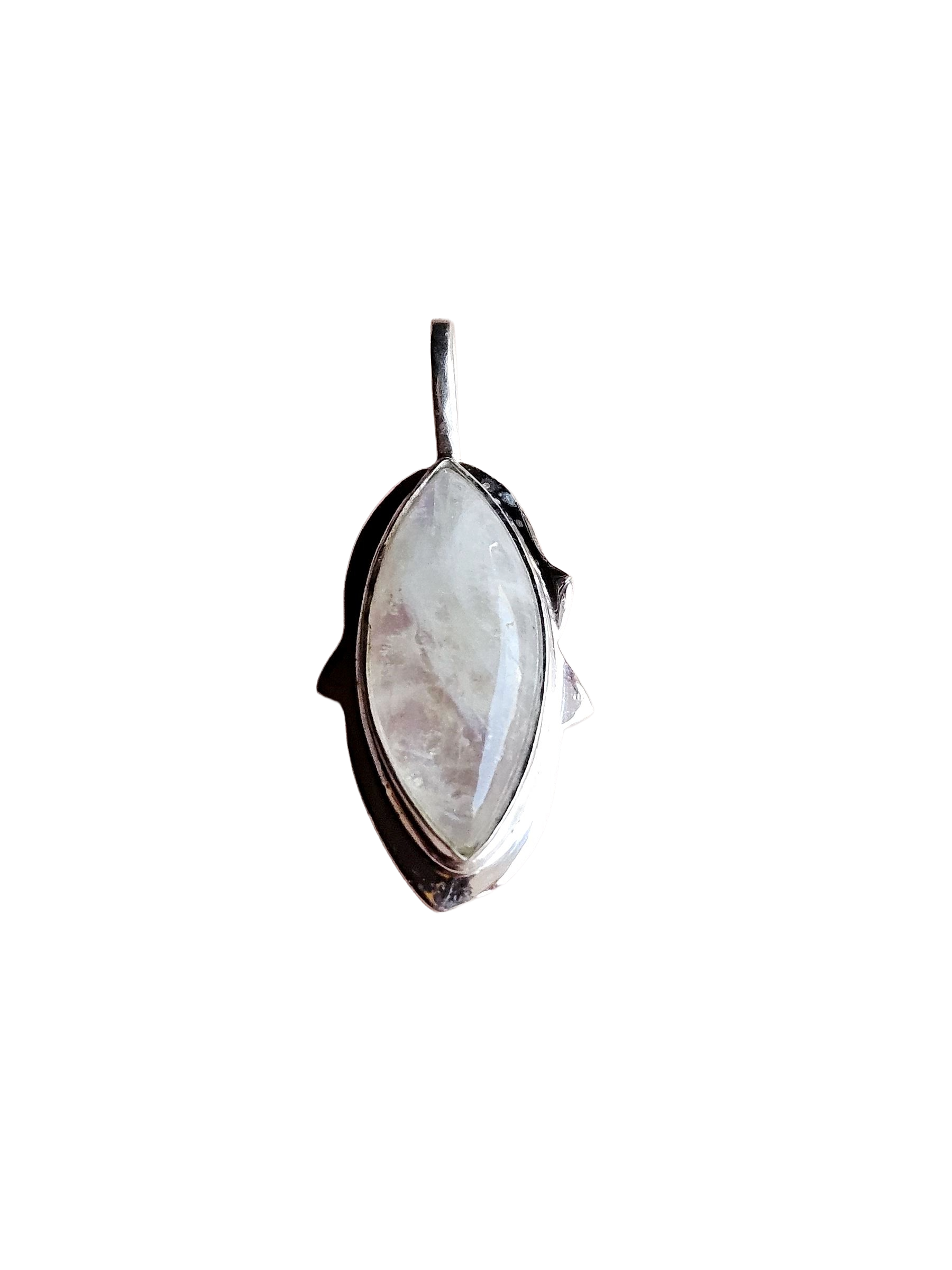 Natural White Rainbow Gemstone Pendant for Men – Silver Plated GS Handmade Designer Pendant