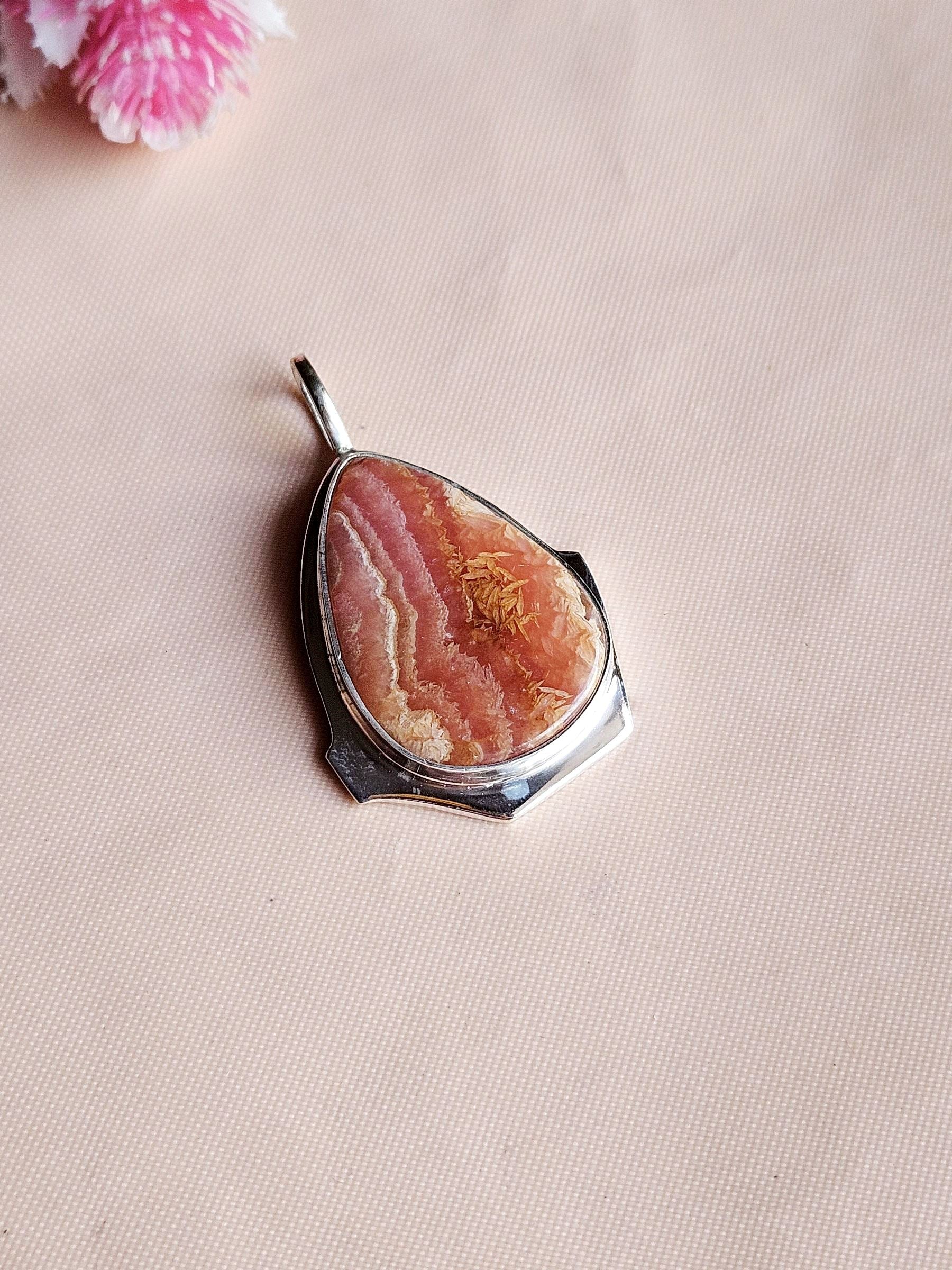 Natural Jasper Gemstone Pendant for Men – Silver Plated GS Handmade Designer Pendant