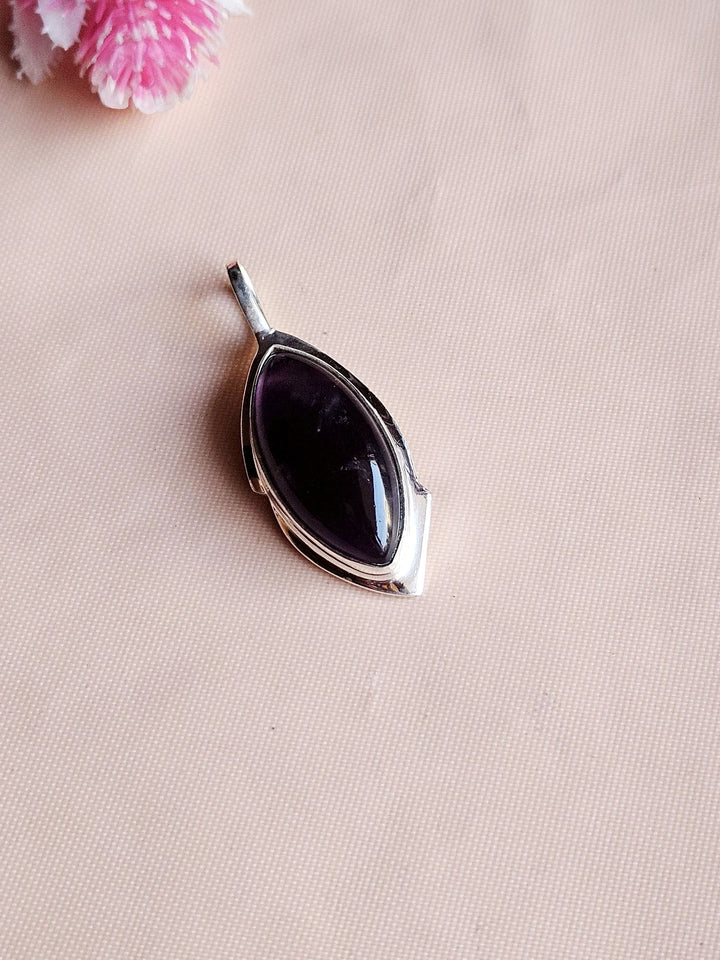 Stylish Amethyst Gemstone Pendant for Men – Silver Plated GS Handmade Designer Pendant