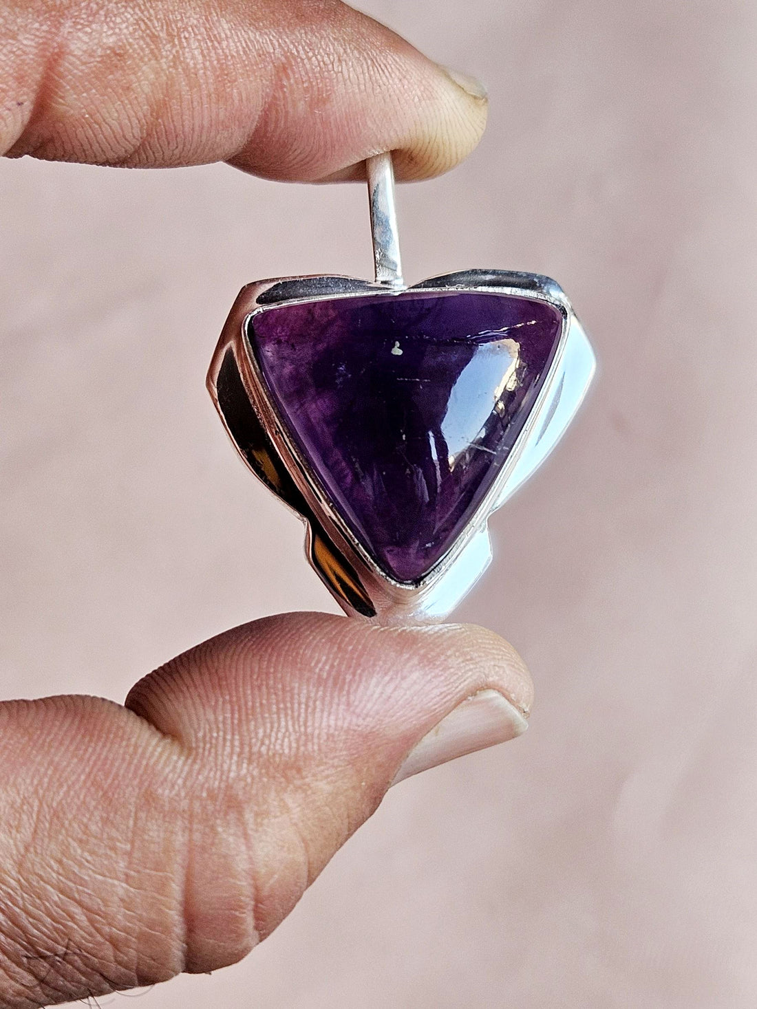 Natural Amethyst Gemstone Pendant for Men – Silver Plated GS Handmade Designer Pendant