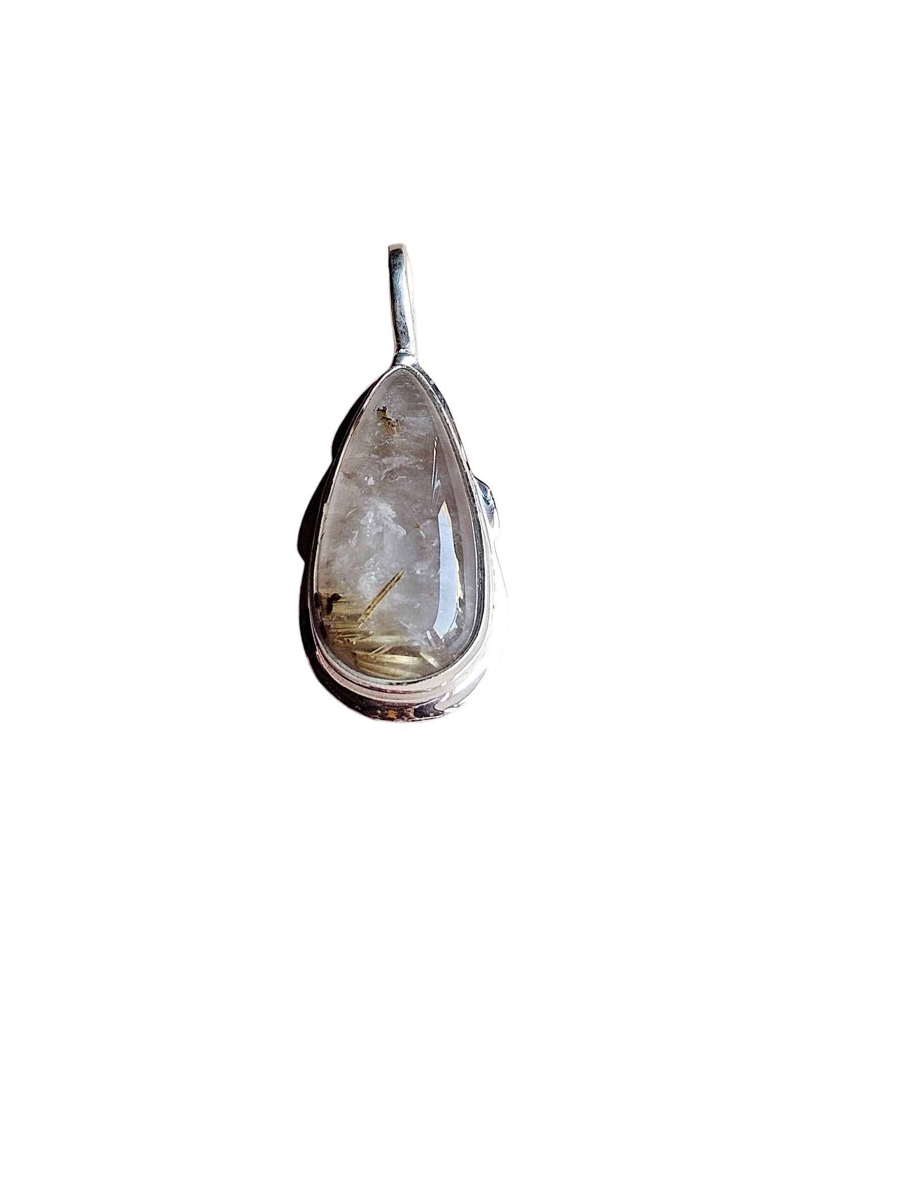 Natural Rutile Quartz Gemstone Pendant for Men – Silver Plated GS Handmade Designer Pendant