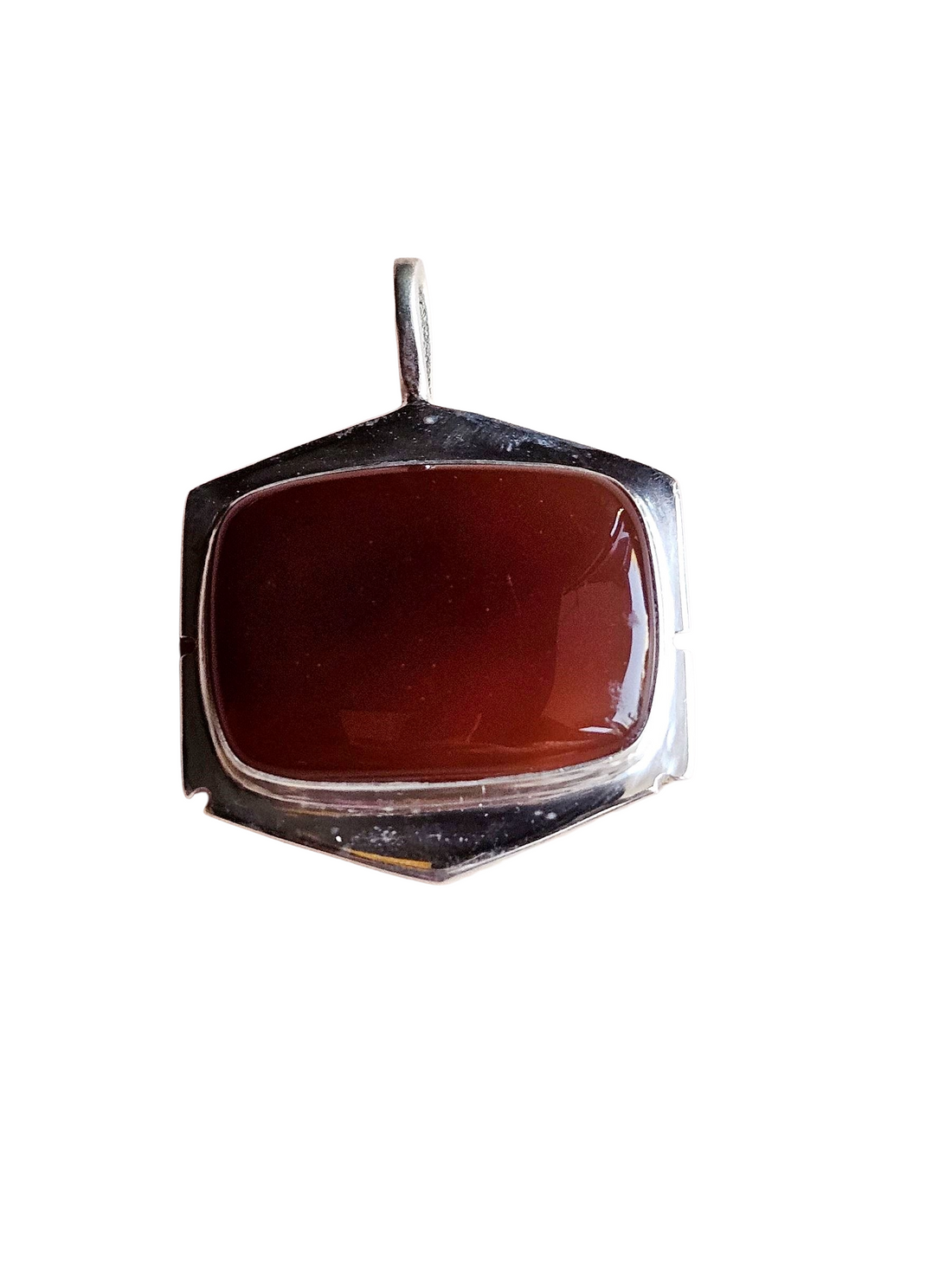 Natural Carnelian Gemstone Pendant for Men – Silver Plated GS Handmade Designer Pendant