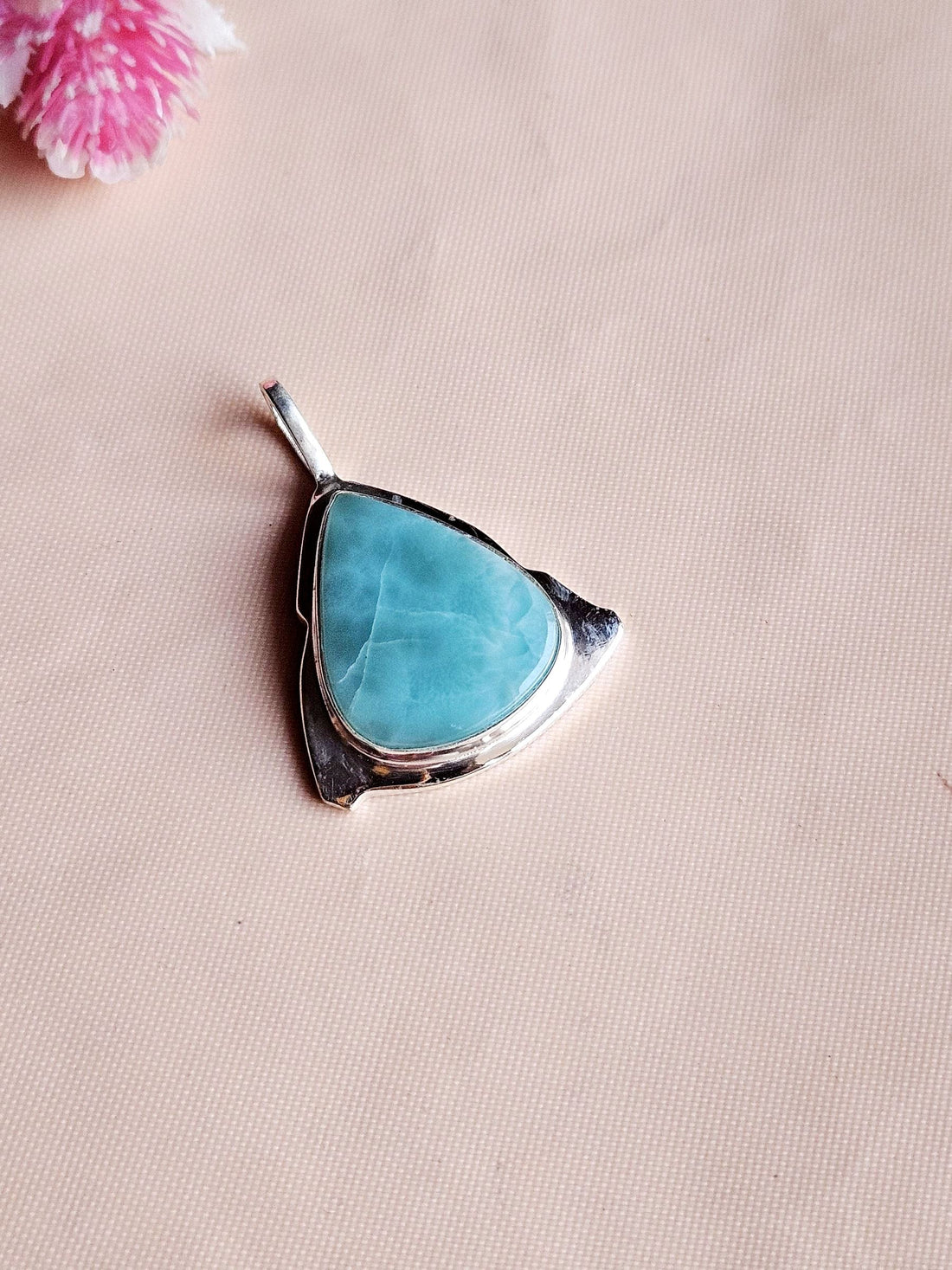 Natural Larimar Gemstone Pendant for Men – Silver Plated GS Handmade Designer Pendant