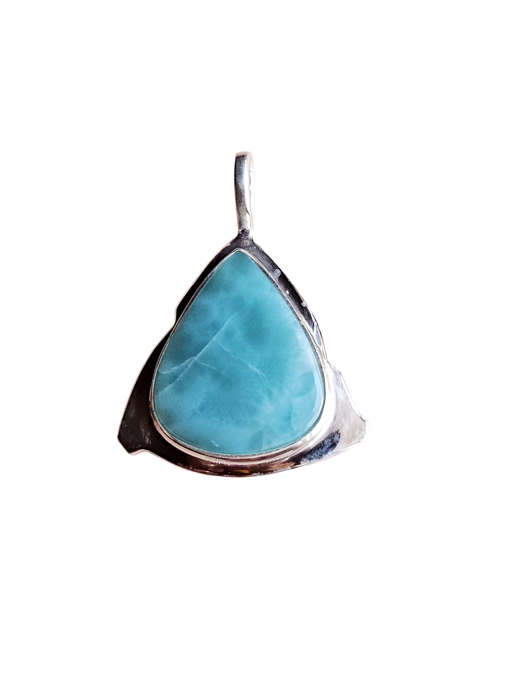 Natural Larimar Gemstone Pendant for Men – Silver Plated GS Handmade Designer Pendant