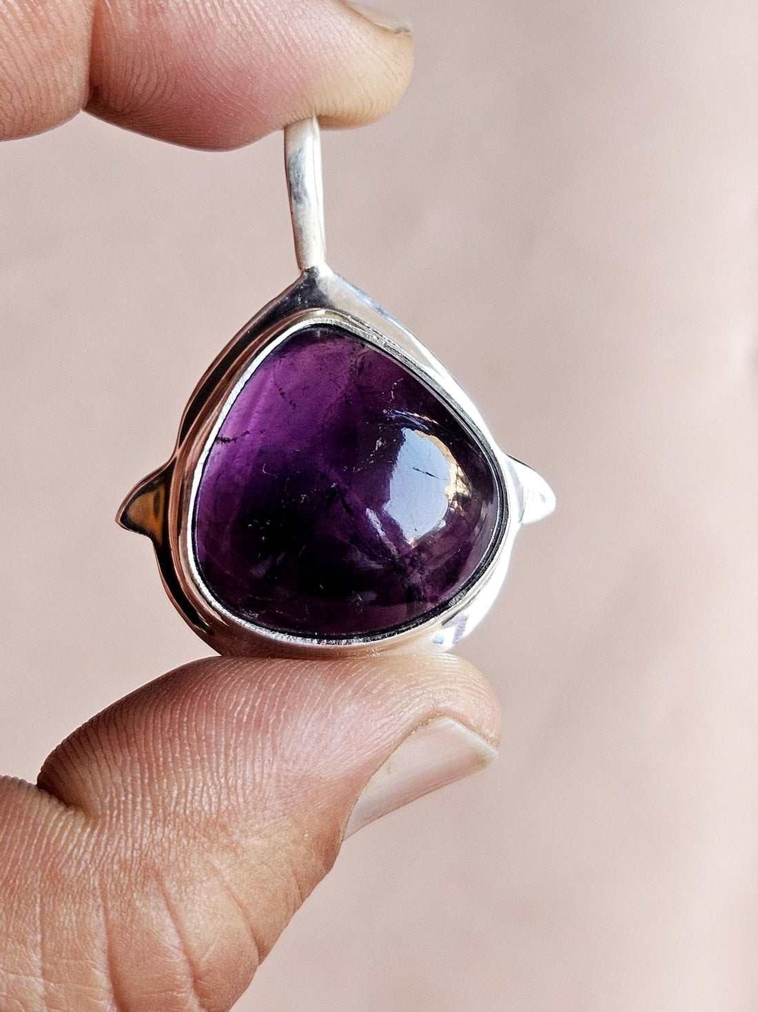 Stylish Amethyst Gemstone Pendant for Men – Silver Plated GS Handmade Designer Pendant