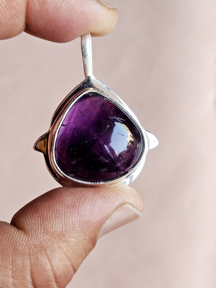 Stylish Amethyst Gemstone Pendant for Men – Silver Plated GS Handmade Designer Pendant