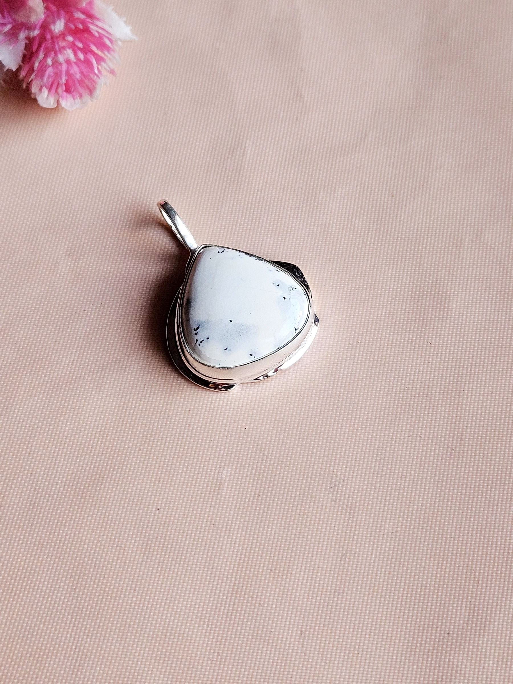 Stylish Dendrite Agate Gemstone Pendant for Men – Silver Plated GS Handmade Designer Pendant