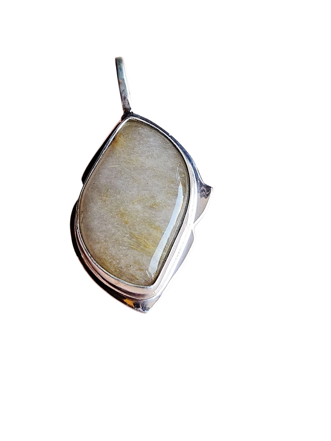 Natural Rutile Quartz Gemstone Pendant for Men – Silver Plated GS Handmade Designer Pendant