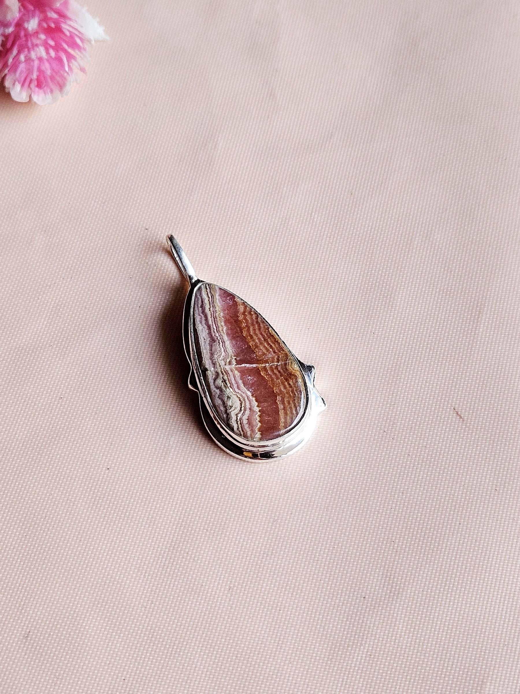 Stylish Picture Jasper Gemstone Pendant for Men – Silver Plated GS Handmade Designer Pendant