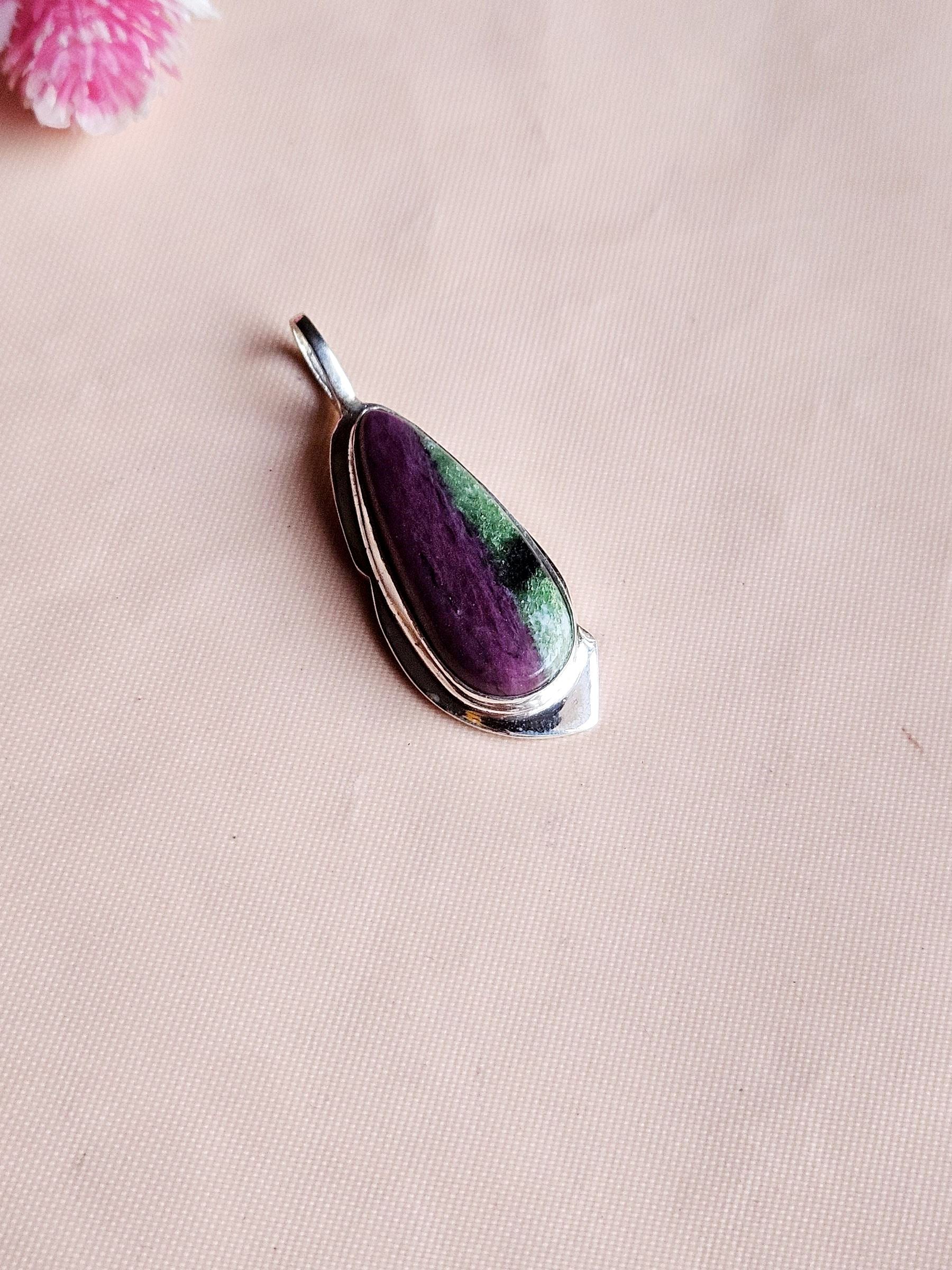 Stylish Ruby Zoisite Gemstone Pendant for Men – Silver Plated GS Handmade Designer Pendant