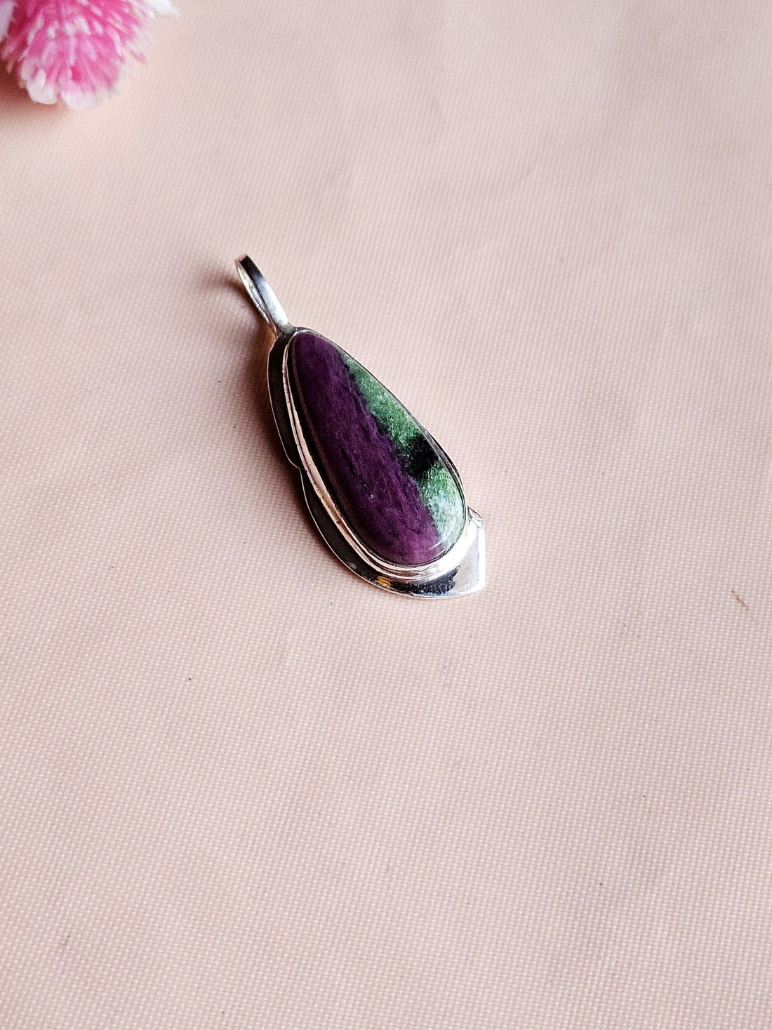 Stylish Ruby Zoisite Gemstone Pendant for Men – Silver Plated GS Handmade Designer Pendant