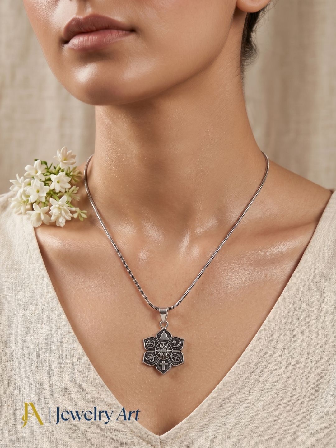 GS oxidized religious symbols cute designer lightweight chain pendant for women and men
