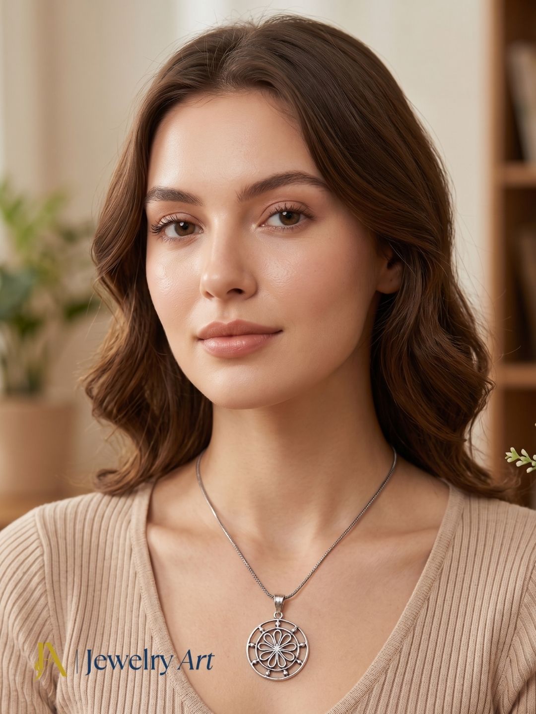 vintage style floral pendant oxidized metal minimalist chain jewelry
