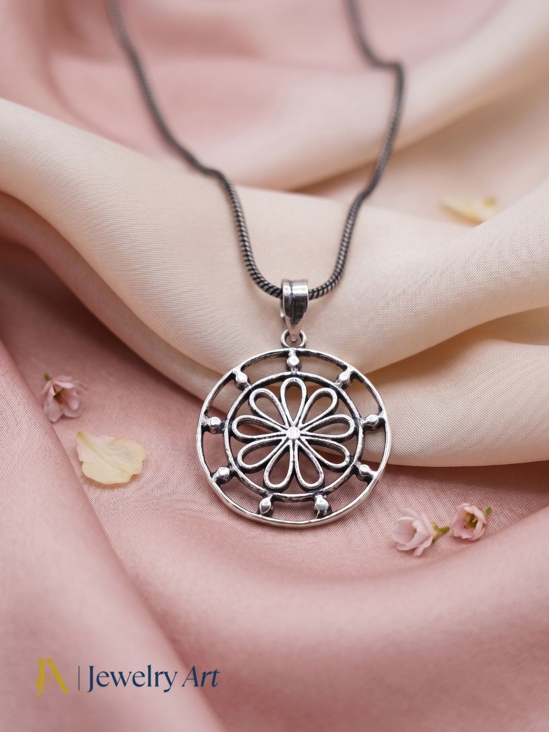 Awesome GS Oxidized Floral Designer Light Weight Chain Pendant