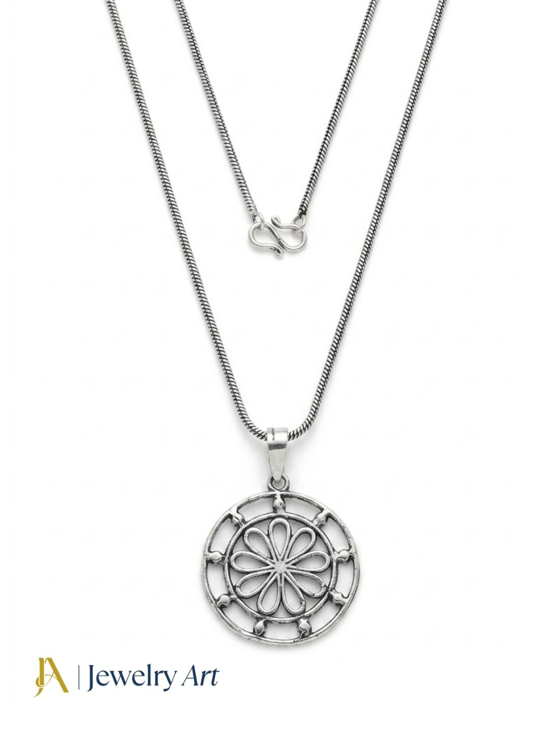 Awesome GS Oxidized Floral Designer Light Weight Chain Pendant