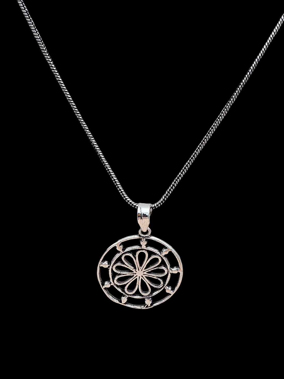 Awesome GS Oxidized Floral Designer Light Weight Chain Pendant