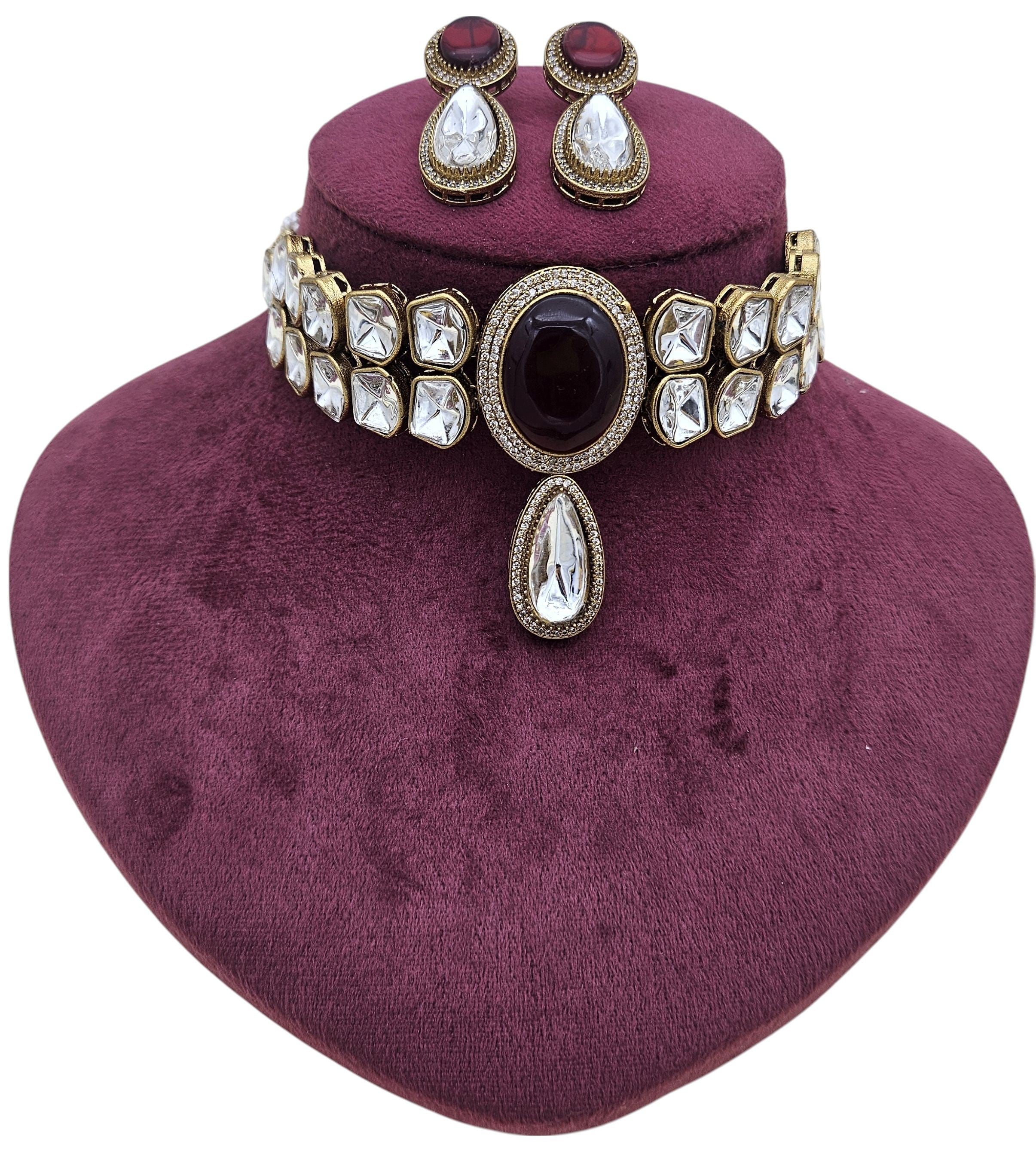 Ethnic antique gold plated choker set with earrings – ideal for Indian wedding or festive outfit