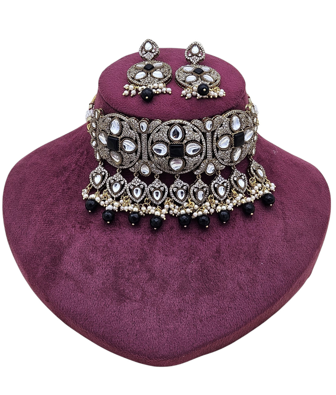 Stylish antique gold choker and earring set – perfect designer accessory for festive and party wear looks
