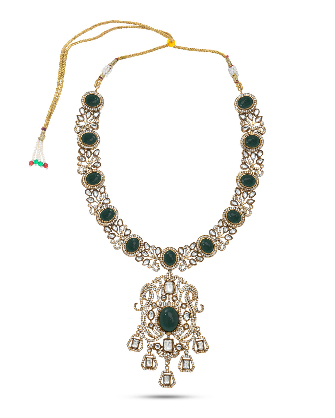 Stunning necklace featuring AD Polky glass stones, perfect for special occasions and celebrations
