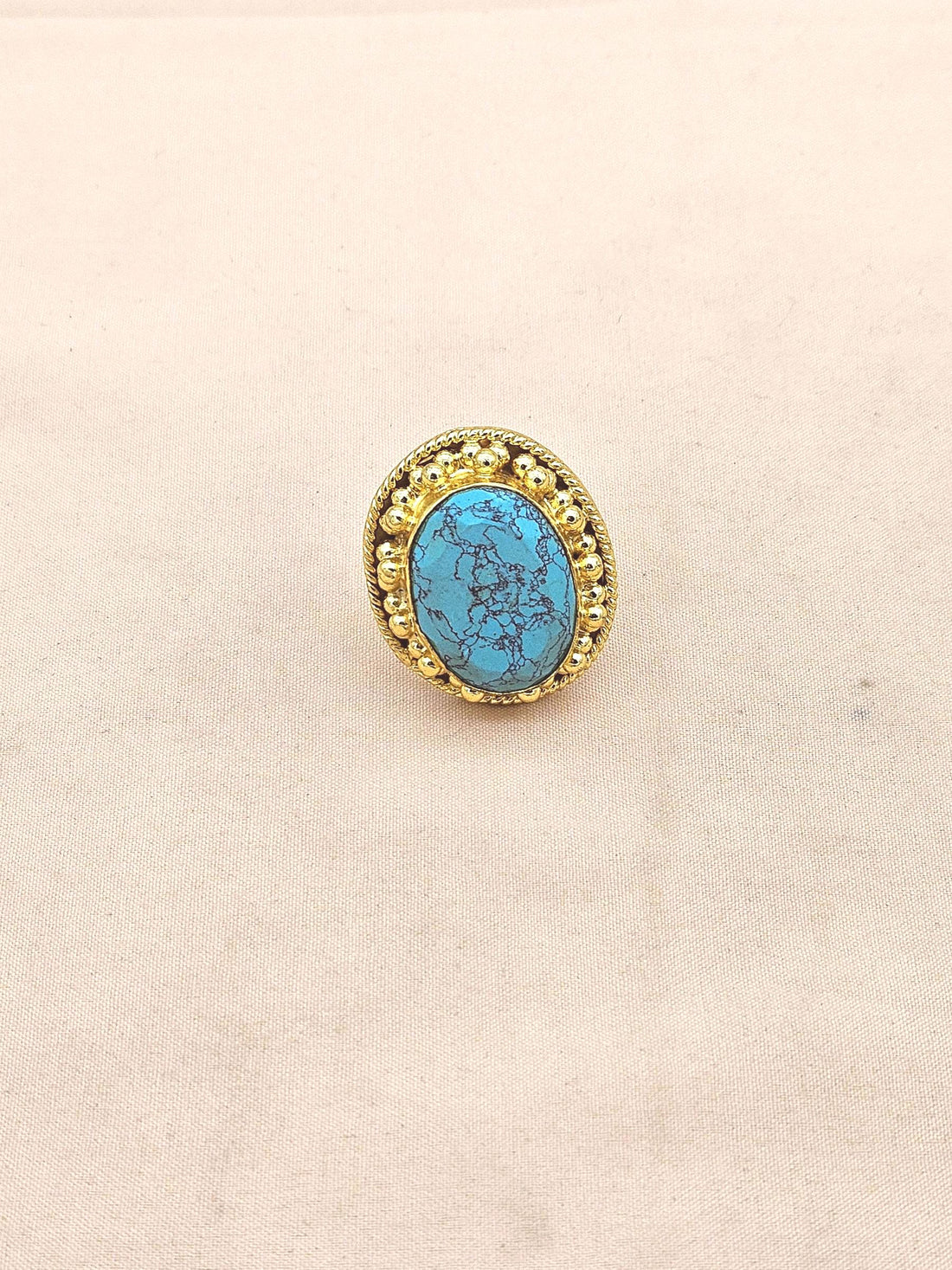 Elegant Gold plated Turquoise Ring for Women - Handmade Designer Statement Ring