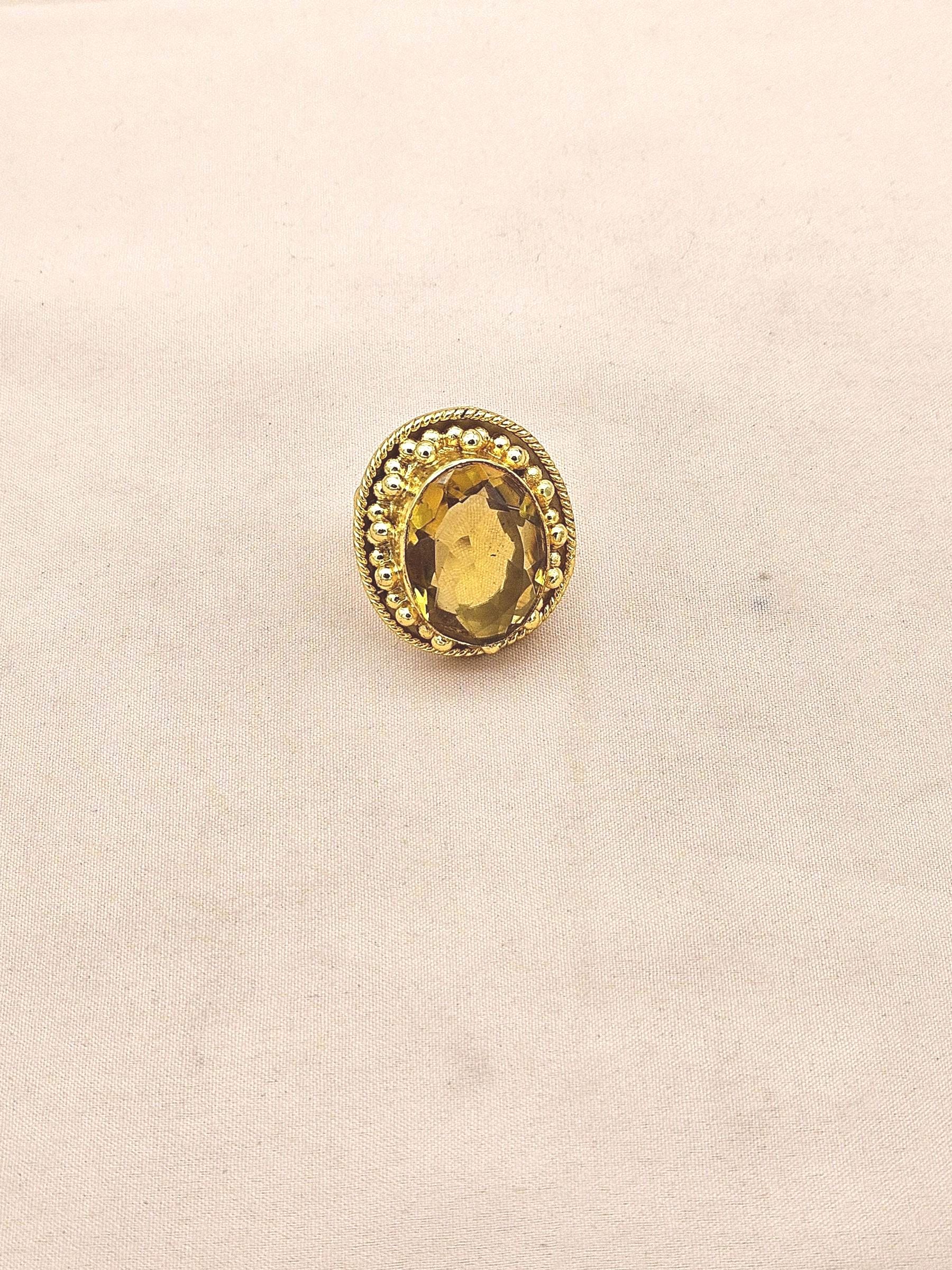 Elegant Gold plated Yellow Hydro Quartz Ring for Women - Handmade Designer Statement Ring