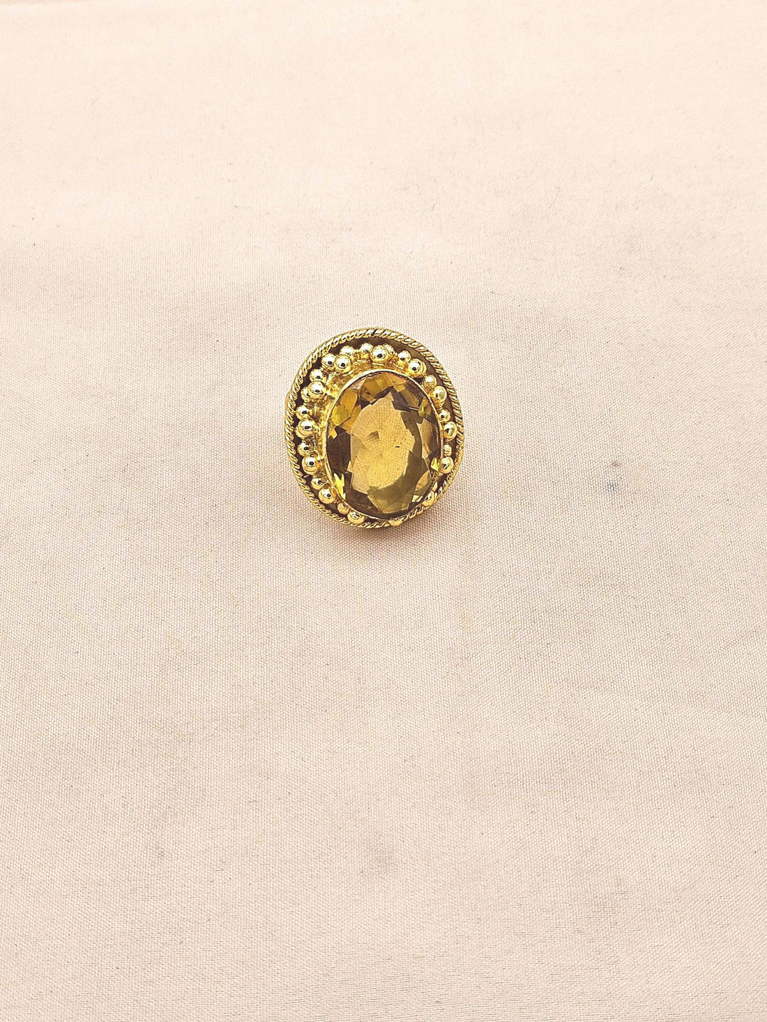 Elegant Gold plated Yellow Hydro Quartz Ring for Women - Handmade Designer Statement Ring