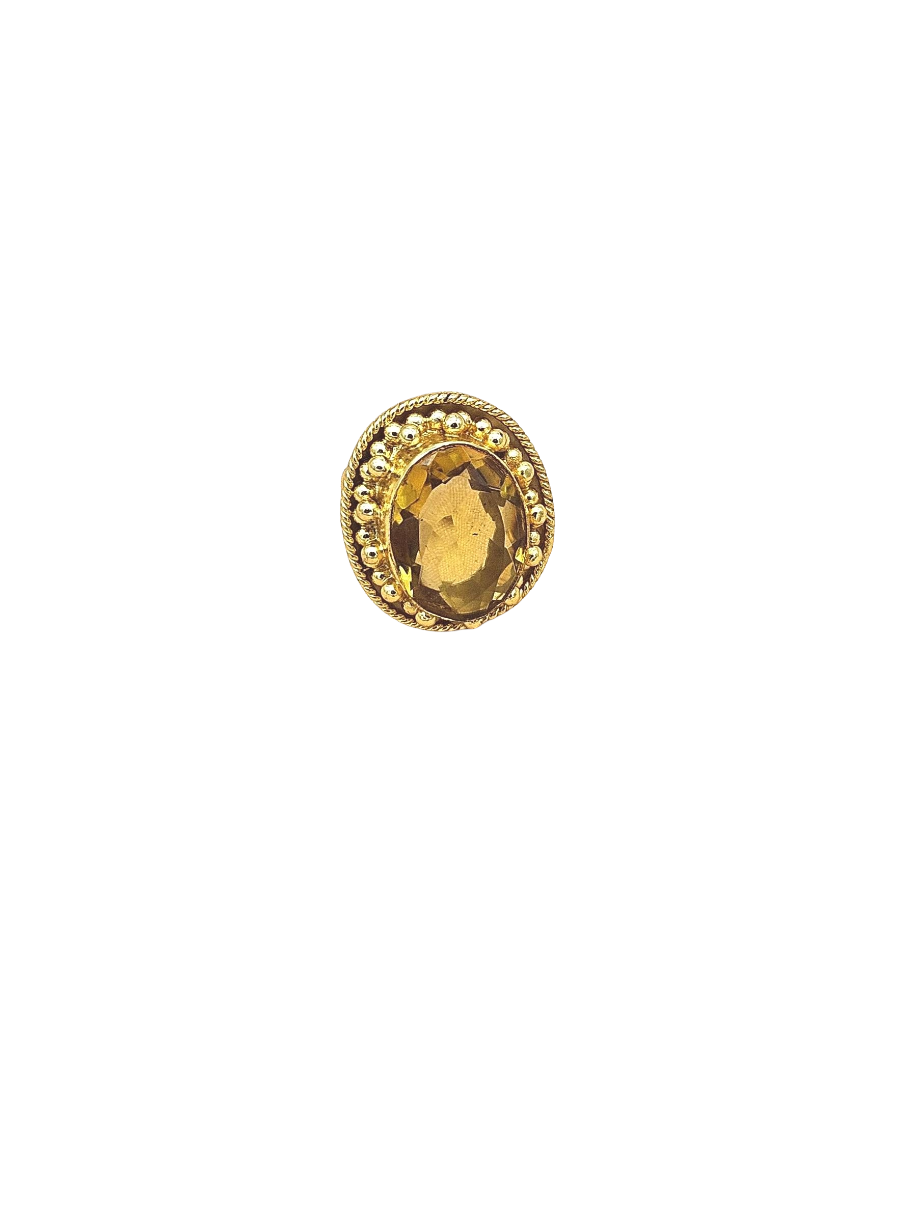 Elegant Gold plated Yellow Hydro Quartz Ring for Women - Handmade Designer Statement Ring