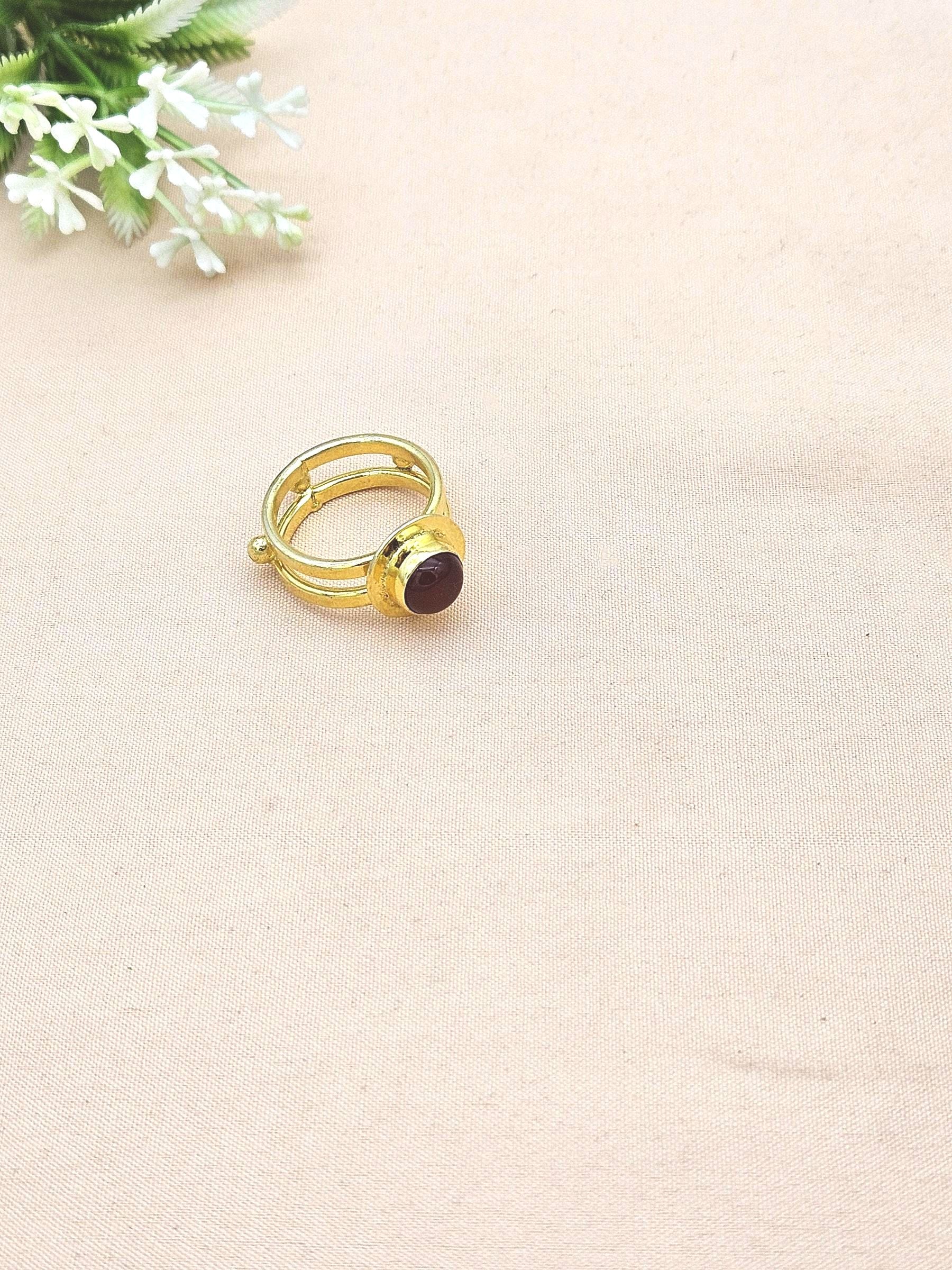 Handcrafted Gold Plated Red Onyx Ring for Women – Lightweight Designer Statement Jewelry