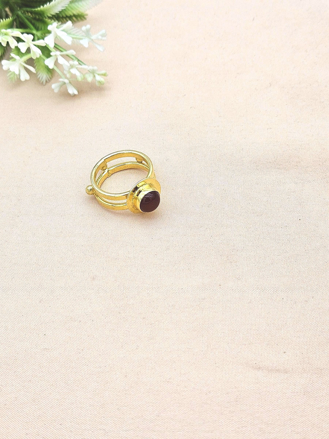 Handcrafted Gold Plated Red Onyx Ring for Women – Lightweight Designer Statement Jewelry