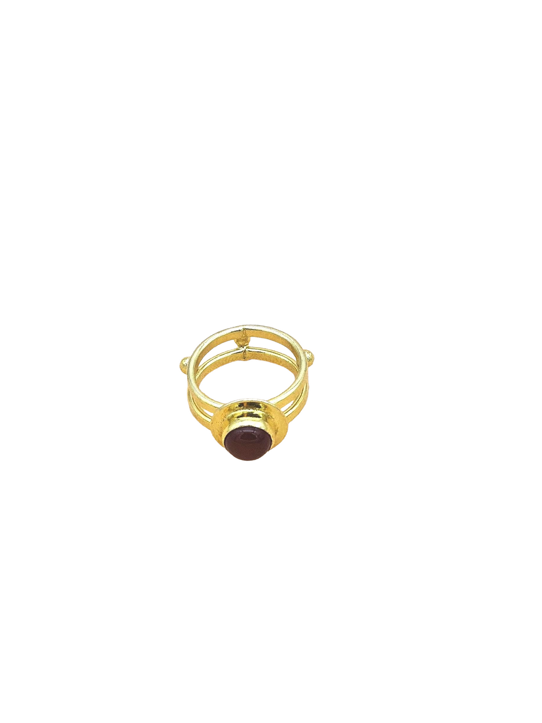 Handcrafted Gold Plated Red Onyx Ring for Women – Lightweight Designer Statement Jewelry