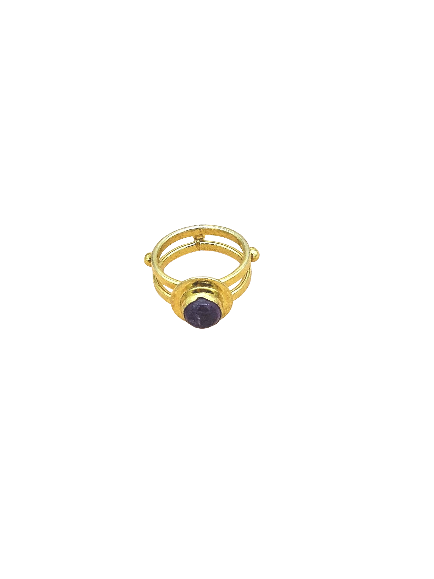 Handcrafted Gold Plated Amethyst Ring for Women – Lightweight Designer Statement Jewelry