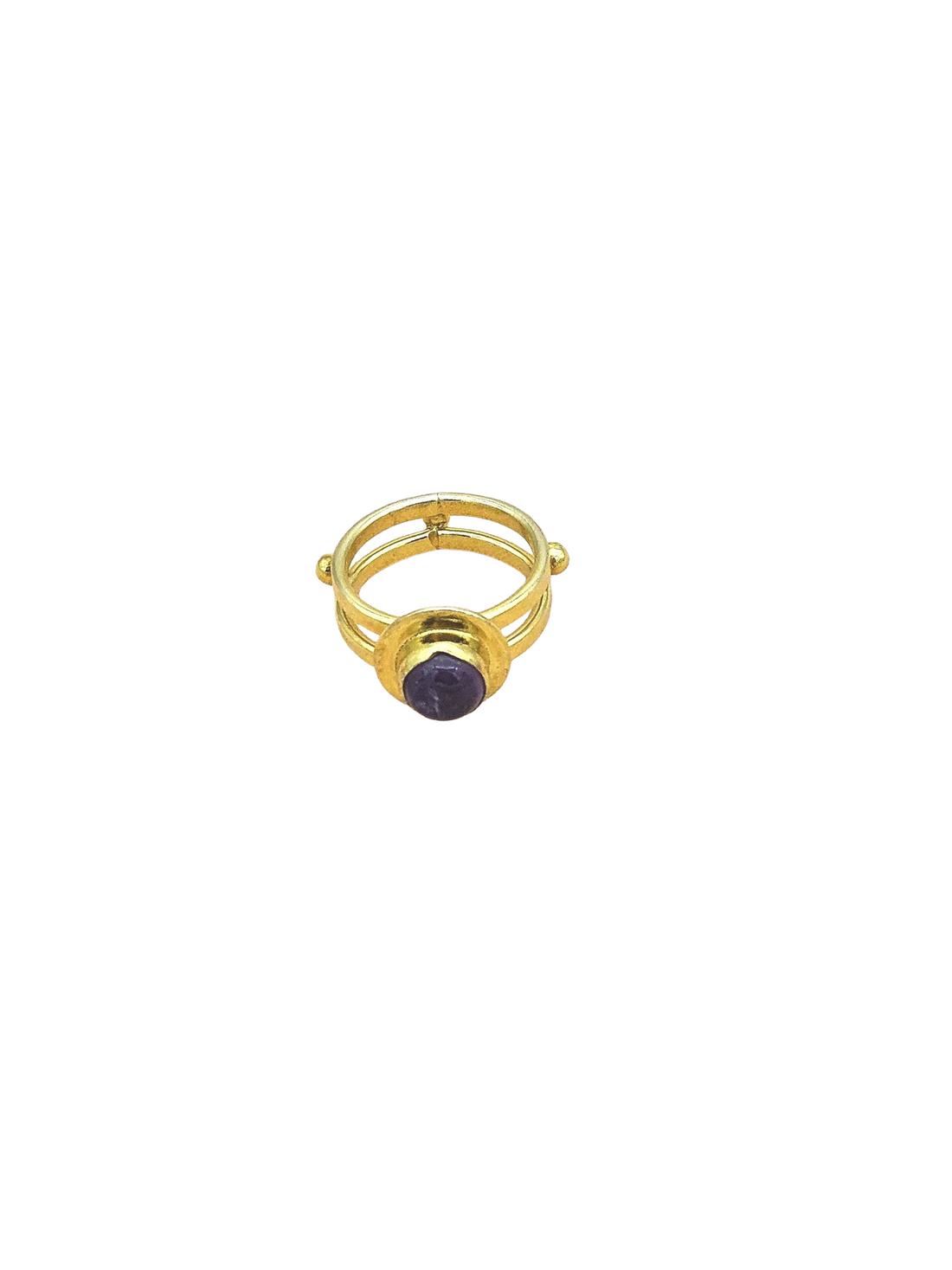 Handcrafted Gold Plated Amethyst Ring for Women – Lightweight Designer Statement Jewelry