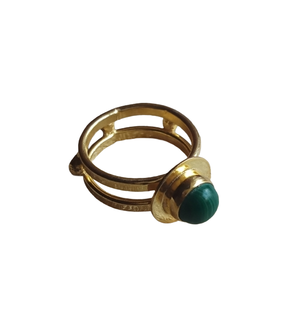 Handcrafted Gold Plated Malachite Ring for Women – Lightweight Designer Statement Jewelry