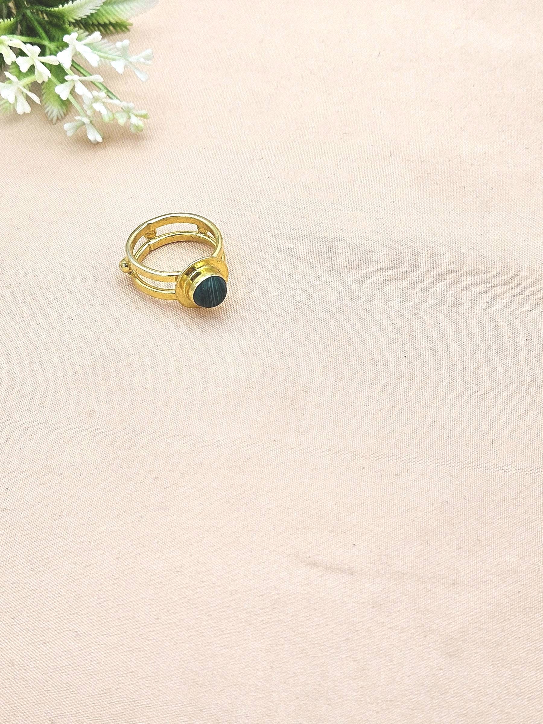 Handcrafted Gold Plated Malachite Ring for Women – Lightweight Designer Statement Jewelry