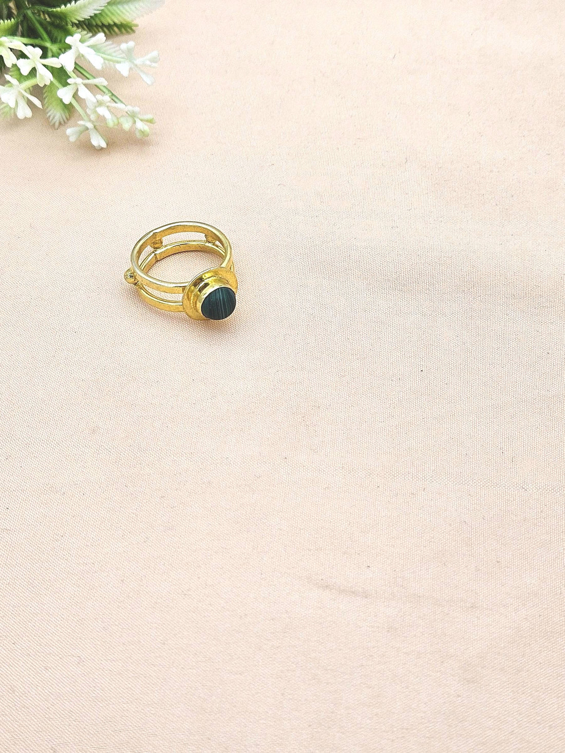 Handcrafted Gold Plated Malachite Ring for Women – Lightweight Designer Statement Jewelry